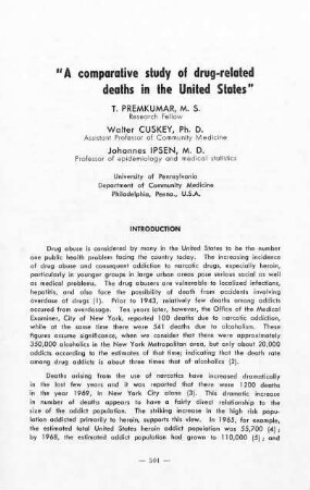 501-527, A comparative study of drug-related deaths in the United States