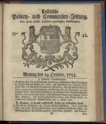 Nro. 44, Montag den 29. October 1753