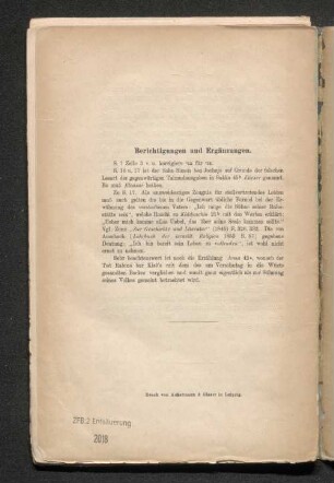 Berichtigungen und Ergänzungen.