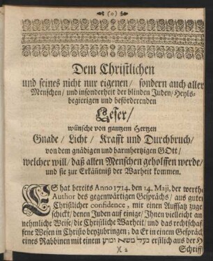 Dem Christlichen ... Leser ...