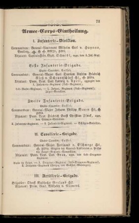 Armee=Corps=Eintheilung.