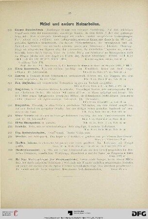 Möbel und andere Holzarbeiten (Nr. 248-261)