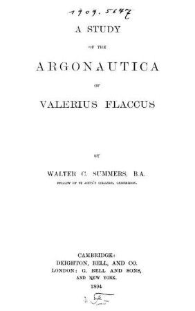 A study of the Argonautica of Valerius Flaccus