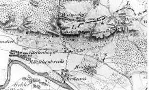 Radebeul-Lößnitzgrund. Ausschnitt aus: Situationskarten von den Kriegsschauplätzen des 7jährigen Krieges, Bl. 4 Dresden-Schandau, 1805 (Sign.: VIII 57)