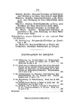 Inhaltsverzeichnis des Juli-Heftes