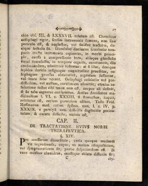 17-20, Cap. II. De Tractatione Hvivs Morbi Therapevtica.