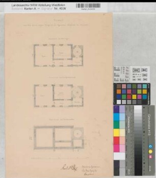 Münster (Münster) Gymnasium Paulinum Blatt 2 Bau eines neuen Flügels Grundriß, Fundament, Erdgeschoß, 1. Etage 1863 50 Fuß = 13,1 cm 47 x 31 Zeichnung Hauptner, Bauinspektor KSM Nr. 1012i