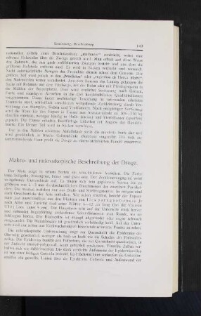 Makro- und mikroskopische Beschreibung der Droge.
