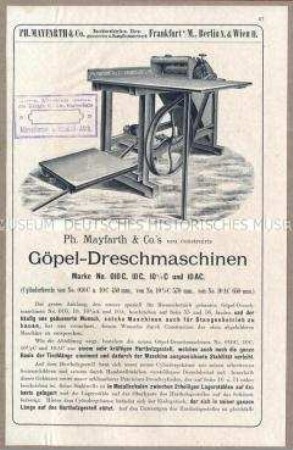 Göpel-Dreschmaschinen Marke Nr. 010C, 10C, 10AC
