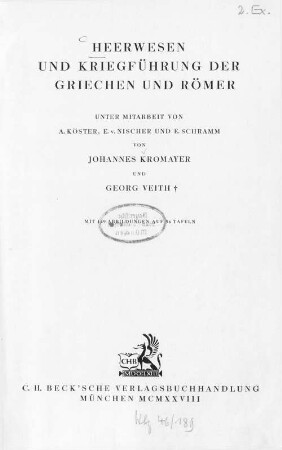Heerwesen und Kriegführung der Griechen und Römer