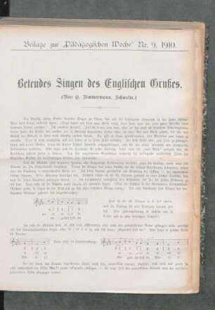 Beilage zur "Pädagogischen Woche" Nr. 9, 1910