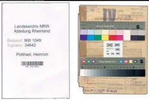 Entnazifizierung Heinrich Potthast , geb. 16.01.1893 (Postbeamter)