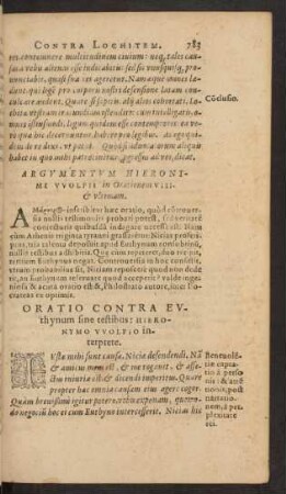 Oratio Contra Evthynum sine testibus: Hieronymo Wolfio interprete.