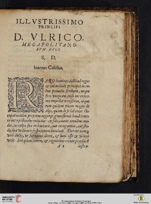 ILLVSTRISSIMO PRINCIPI D. VLRICO, MEGAPOLITANO. RVM DVCI. S. D. Ioannes Caselius