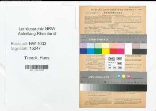 Entnazifizierung Hans Van Treeck , geb. 26.02.1895 (Kaufm.Angest.)