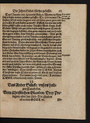 II. Das Ander Stücke/ unsers heiligen Catechismi. Vom Christlichen Glauben/ Drey Predigten ...
