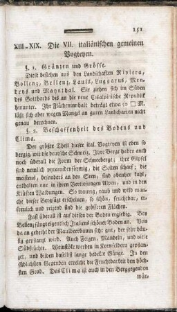 XIII - XIX. Die VII. italiänischen gemeinen Vogteyen.