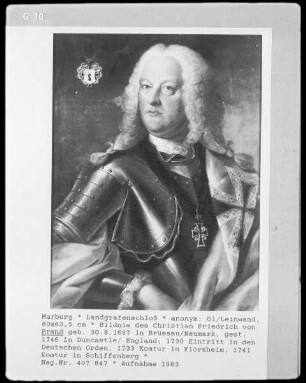 Bildnis des Christian Friedrich von Brand (1697-1746), Mitglied des Deutschen Ordens seit 1730