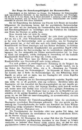 557-561, Zur Frage der Zurechnungsfähigkeit der Homosexuellen