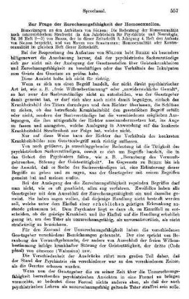 557-561, Zur Frage der Zurechnungsfähigkeit der Homosexuellen