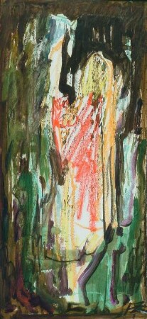 Die erhobene Hand einer Dame im Park