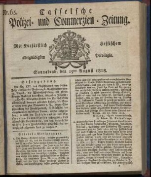 Nr. 65, Sonnabend, den 15ten August 1818