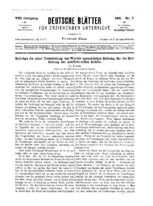Beiträge zu einer Feststellung des Wertes sprachlicher Bildung für die Entfaltung der intellektuellen Kräfte
