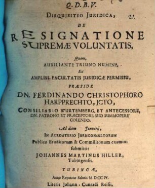 Disquisitio iur. de resignatione supremae voluntatis