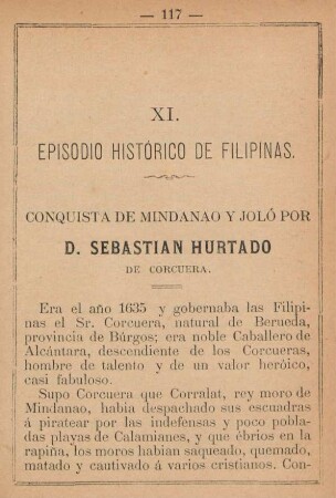 XI. Conquista de Mindanao y Joló por D. Sebastian Hurtado de Corcuera
