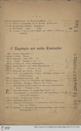 C. Eingelegte und antike Kunstmöbel.