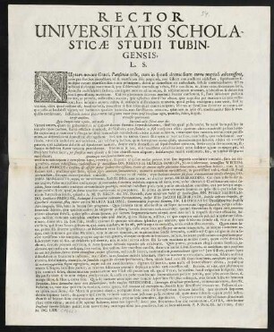 Rector Universitatis Scholasticae Studii Tubingensis, L. S.