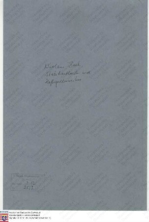 Back, Nicolaus, Stabshautboist und Hofkapellmusikus in Darmstadt