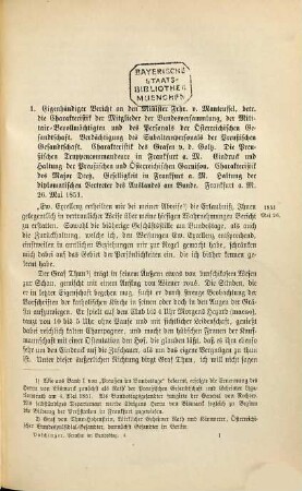 Preußen im Bundestag 1851 - 1859 : Documente der K. Preuß. Bundestags-Gesandtschaft, 4. (1851 - 1858)