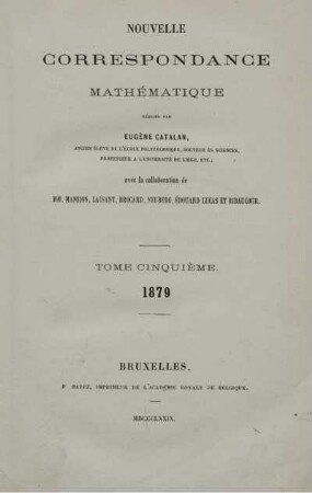 5: Nouvelle correspondance mathématique
