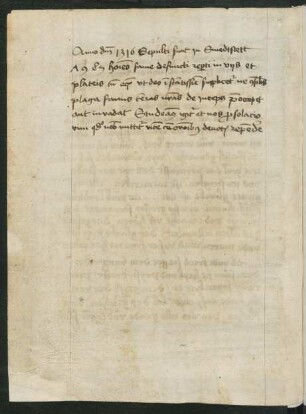 Historische Notiz auf das Jahr 1316, lat. (Nachtrag)