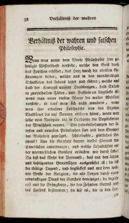 Verhältniß der wahren und falschen Philosophie.