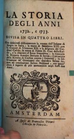 La storia : dell'anno .... 1732/33