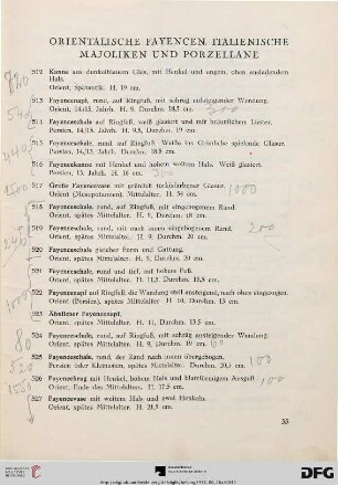 Orientalische Fayencen, Italienische Majolken und Porzellane (Nr. 512-582)