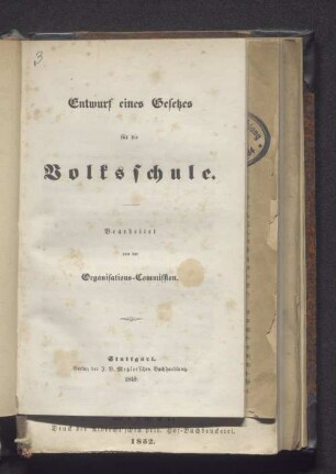 Entwurf eines Gesetzes für die Volksschule