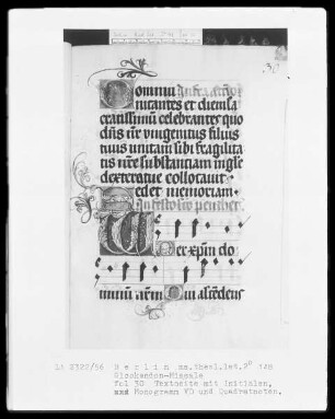 Glockendon-Missale — Initiale D und Monogramm VD, Folio 30recto