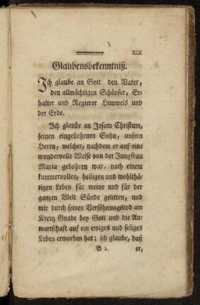 Glaubensbekenntniß.