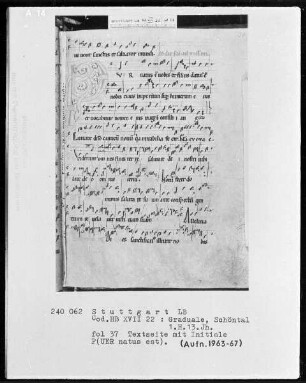 Graduale — Initiale P(uer natus est), Folio 37recto