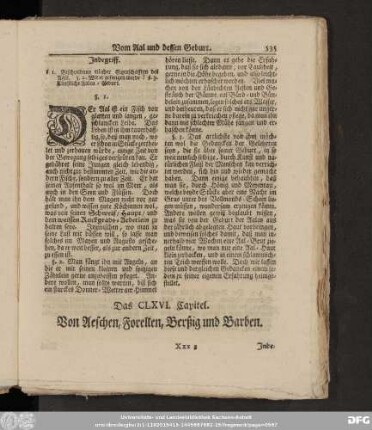 Das CLXVI. Capitel. Von Aeschen, Forellen, Berßig und Barben.