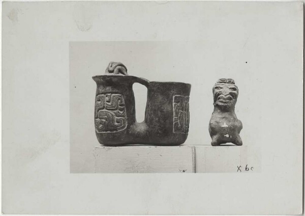 Double vessel and clay figure