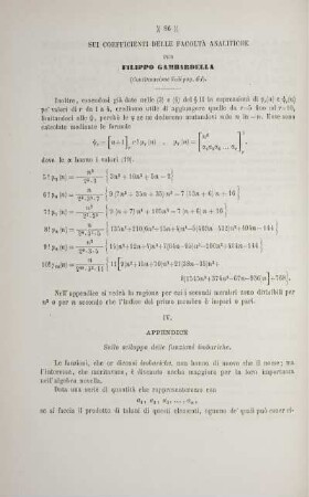 Sui coefficienti delle Facoltà analitiche.
