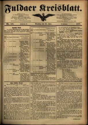 Ausgabe vom Dienstag, den 25. Juni 1907.