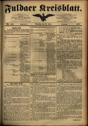 Ausgabe vom Dienstag, den 25. Juni 1907.