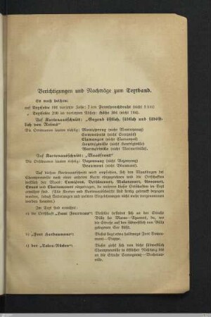 Berichtigungen und Nachträge zum Textband