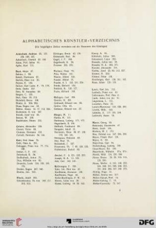 Alphabetisches Künstler-Verzeichnis