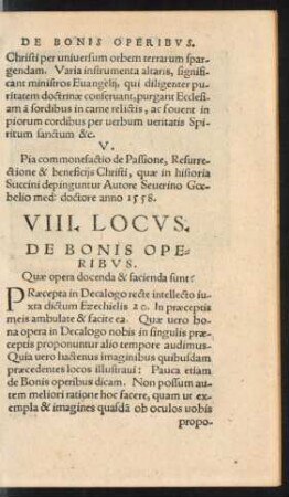 VIII. Locus. De Bonis Operibus.